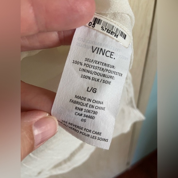 Vince White Textured Woven Lattice Knit Silk Top Sz Large - Picture 6 of 11